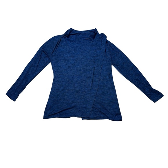 Betabrand Women’s MED Blue & Black Heather Wrap Tunic - Picture 2 of 9